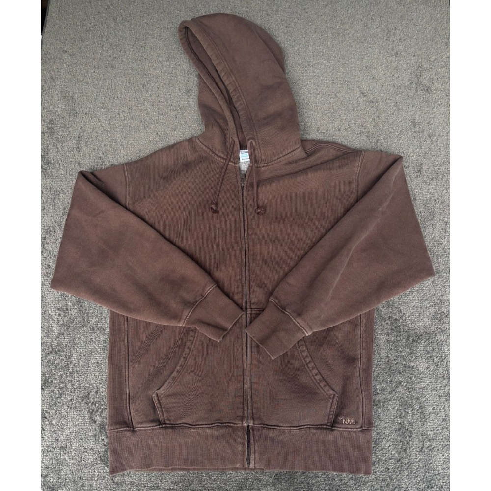 Tna Sweatfleece Hoodie Women's Size XS Brown Boyfriend Fit Long Sleeve Pullover